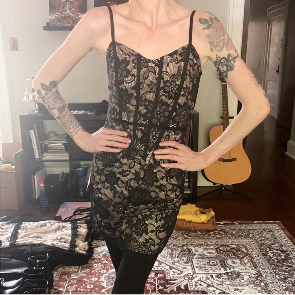 Lulu's Black Lace Cocktail Mini Dress XS NEW